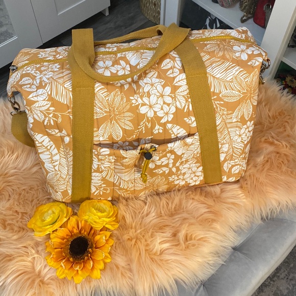 Bags New Extra Large Mustard Yellow White Overnighter Duffel Bag